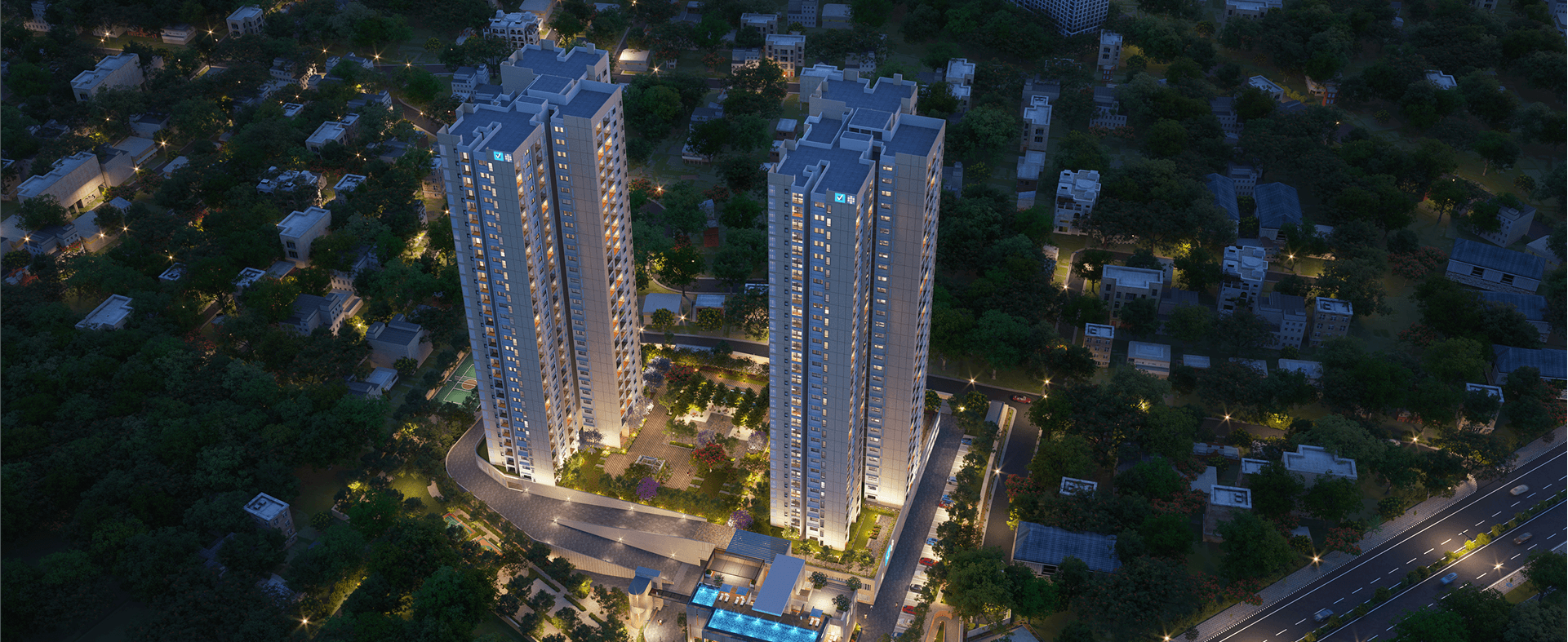 Landscaped green surroundings at Vaishnavi at One Krishna Brindavan